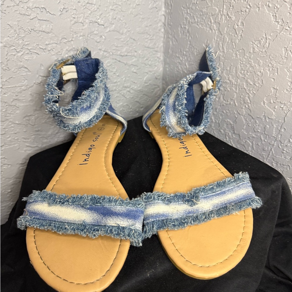 Indigo Soul Blue Frayed Sandals